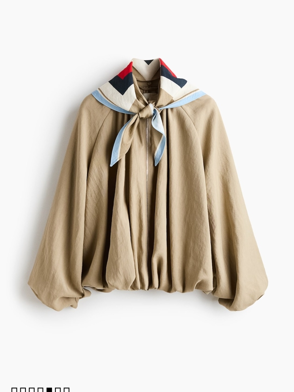 H&M Bubble Hem Jacket with Decorative Neck Scarf Size S